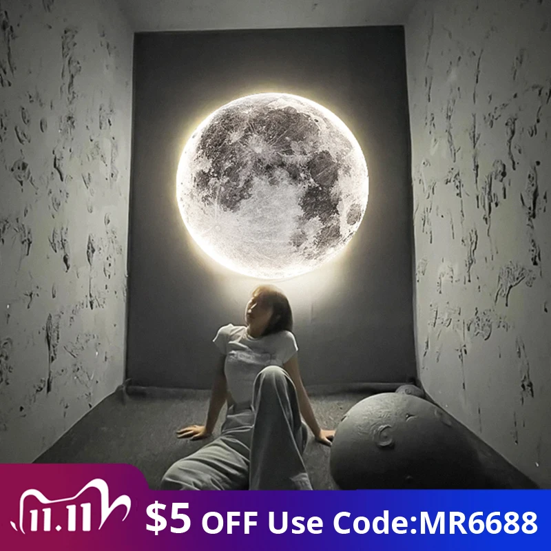 Современная светодиодная настенная лампа в виде Луны комнатное освещение для
