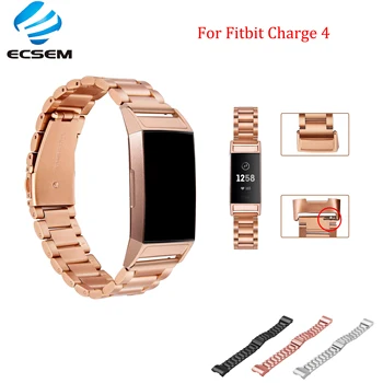 

Ecsem Wristband For Fitbit Charge 4 Band Sport Stainless Steel Smart Watch Accessories For Men Bracelet Replacement Strap