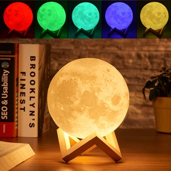 Solid Wood 3D Moon Lamp 16 Colors Change Touch LED Night Light Remote Control Atmosphere Christmas Lights Luminary Table Lamp
Solid Wood 3D Moon Lamp 16 Colors Change Touch LED Night Light Remote Control Atmosphere Christmas Lights Luminary Table Lamp