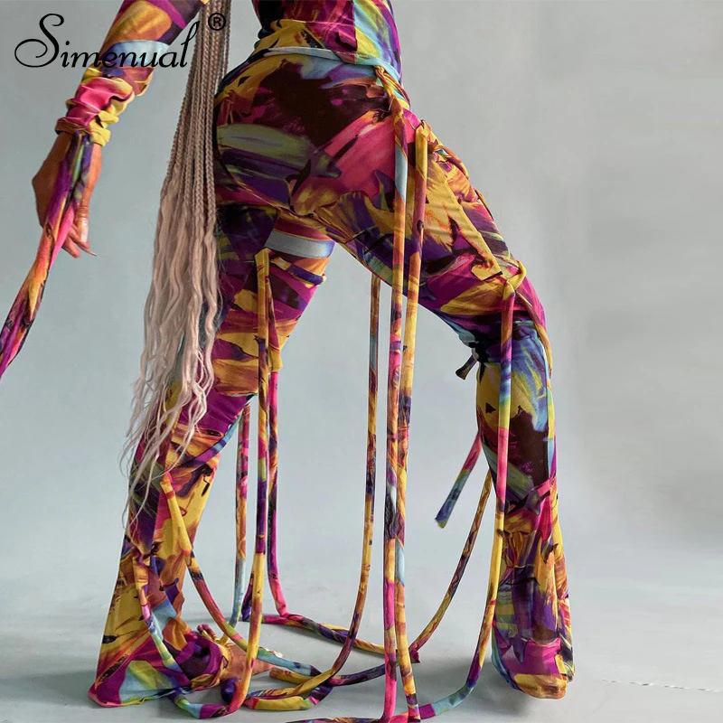 Simenual Belt Tie Dye Criss Cross Baggy Pants Women High Waist Fashion Streetwear Straight Trousers Casual Slim Spring Pants Hot
Simenual Belt Tie Dye Criss Cross Baggy Pants Women High Waist Fashion Streetwear Straight Trousers Casual Slim Spring Pants Hot