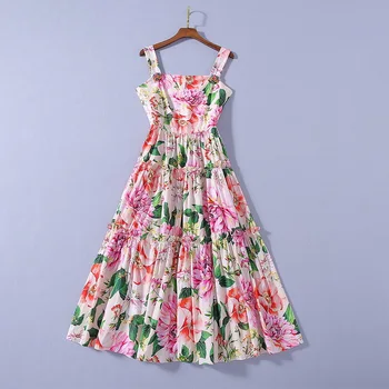 European and American women's dress 2020 summer new styles Condole belt Flower button flower print Fashionable cotton dress
European and American women's dress 2020 summer new styles Condole belt Flower button flower print Fashionable cotton dress