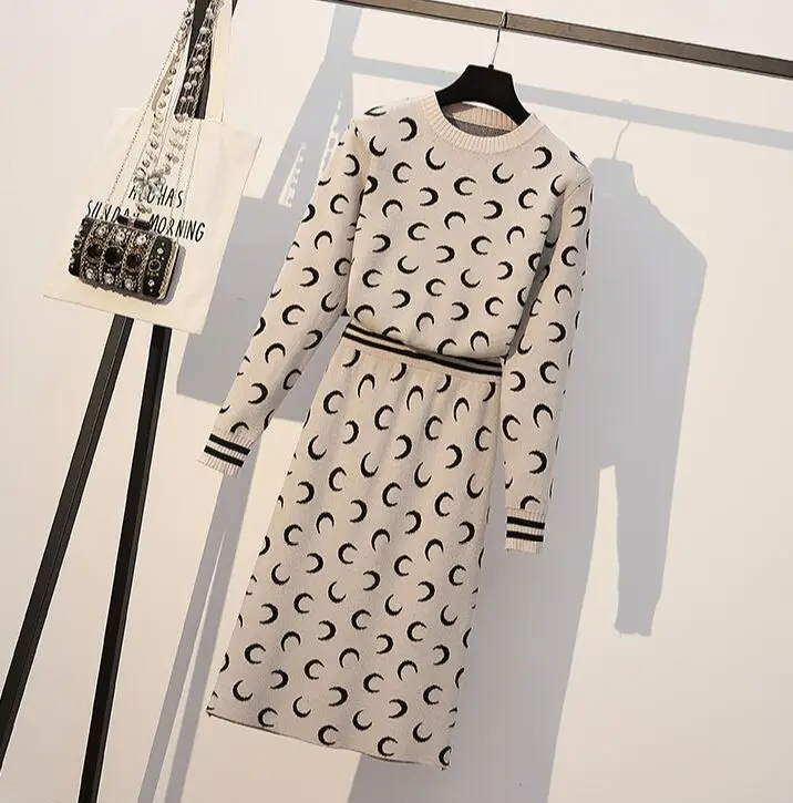 Plus Size 4XL Knit Crescent Long Sleeve Jumper Sweaters Tops+Elastic High Waist Knit Skirts Women New Autumn Winter 2PCS Sets
Plus Size 4XL Knit Crescent Long Sleeve Jumper Sweaters Tops+Elastic High Waist Knit Skirts Women New Autumn Winter 2PCS Sets