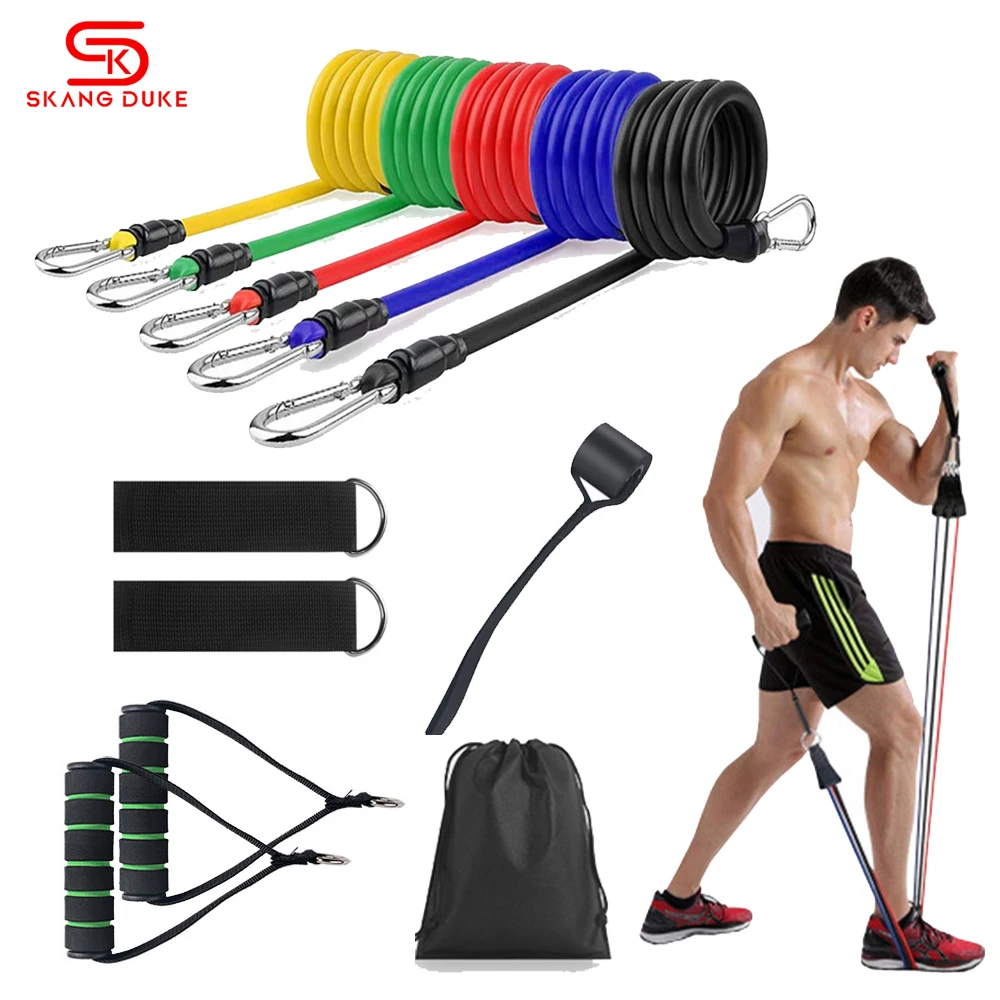 

SkangDuke 11PC/Set Fitness Resistance Bands Pull Rope Rubber Strength Expander Workout Gym Home Bodybuilding