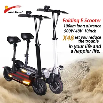 JS 500W 48V 10Inch Foldable E Scooter 100km Long Distance Powerful Motor Wheels With Seat Skateboard Lithium Battery
JS 500W 48V 10Inch Foldable E Scooter 100km Long Distance Powerful Motor Wheels With Seat Skateboard Lithium Battery