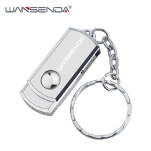 

New USB 2.0 WANSENDA Metal Key Chain USB Flash Drive 32GB 64GB 128GB Pen Drive 8GB 16GB Pendrive Roation Design USB Memory Stick