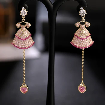 French design princess skirt earrings women's fashion long silver pins
French design princess skirt earrings women's fashion long silver pins