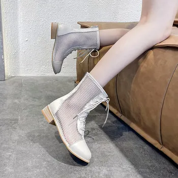 European and American style sexy net yarn cool boots 2020 new summer net boots hollow shoes flat bottom thick with Martin boots
European and American style sexy net yarn cool boots 2020 new summer net boots hollow shoes flat bottom thick with Martin boots