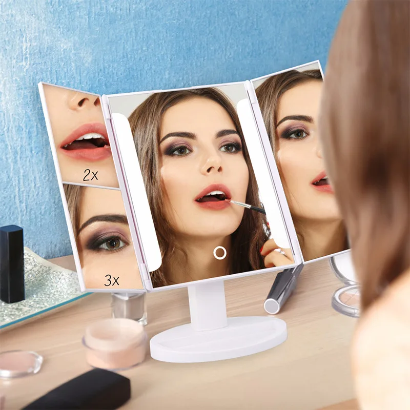 Creative LED Decor Mirror Touch Screen Tri-fold Mirror for Makeup Table Desktop Decorative Mirror with LED Light Home Decor New
Creative LED Decor Mirror Touch Screen Tri-fold Mirror for Makeup Table Desktop Decorative Mirror with LED Light Home Decor New