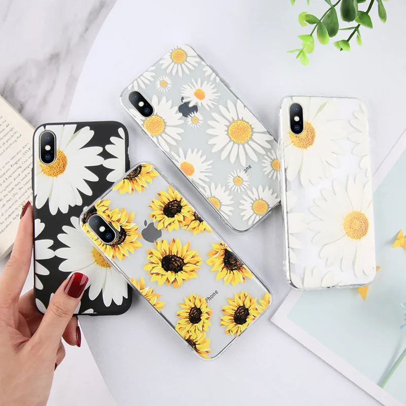 Фото Clear Flowers Phone Case For iPhone 7 6 6s 8 Plus X XR XS Max 5 5s SE Chrysanthemum Floral Soft TPU Silicone Back Cover Moskado | Мобильные