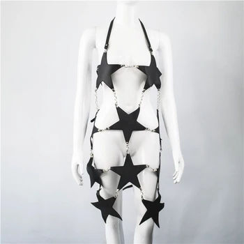 GAMPORL Pentagram Leather Harness With Chain Dress Garter Body Cage Collar Straps For Women Suspenders Bondage Skirt Accessories
GAMPORL Pentagram Leather Harness With Chain Dress Garter Body Cage Collar Straps For Women Suspenders Bondage Skirt Accessories