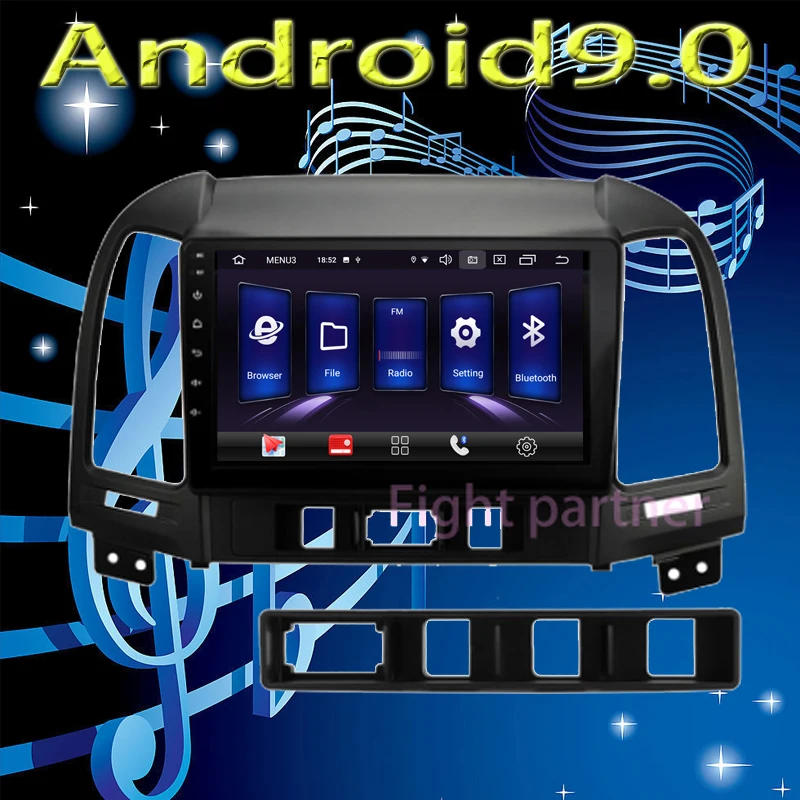 Фото Автомагнитола 2 din на android 9 0 мультимедийный плеер дюймов для Hyundai Santa Fe 2005-2012 dvd