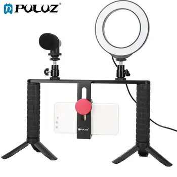 PULUZ Smartphone Video Rig Kits Live Streaming Vlog Filmmaking Cage Stabilizer Frame with USB LED Ring Light Microphone Tripod
PULUZ Smartphone Video Rig Kits Live Streaming Vlog Filmmaking Cage Stabilizer Frame with USB LED Ring Light Microphone Tripod