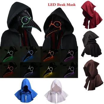 LED Light Up Glowing Plague Doctor Mask with Cloak Hooded Hat Bird Beak Halloween Gothic Cosplay Carnaval Costume Props
LED Light Up Glowing Plague Doctor Mask with Cloak Hooded Hat Bird Beak Halloween Gothic Cosplay Carnaval Costume Props