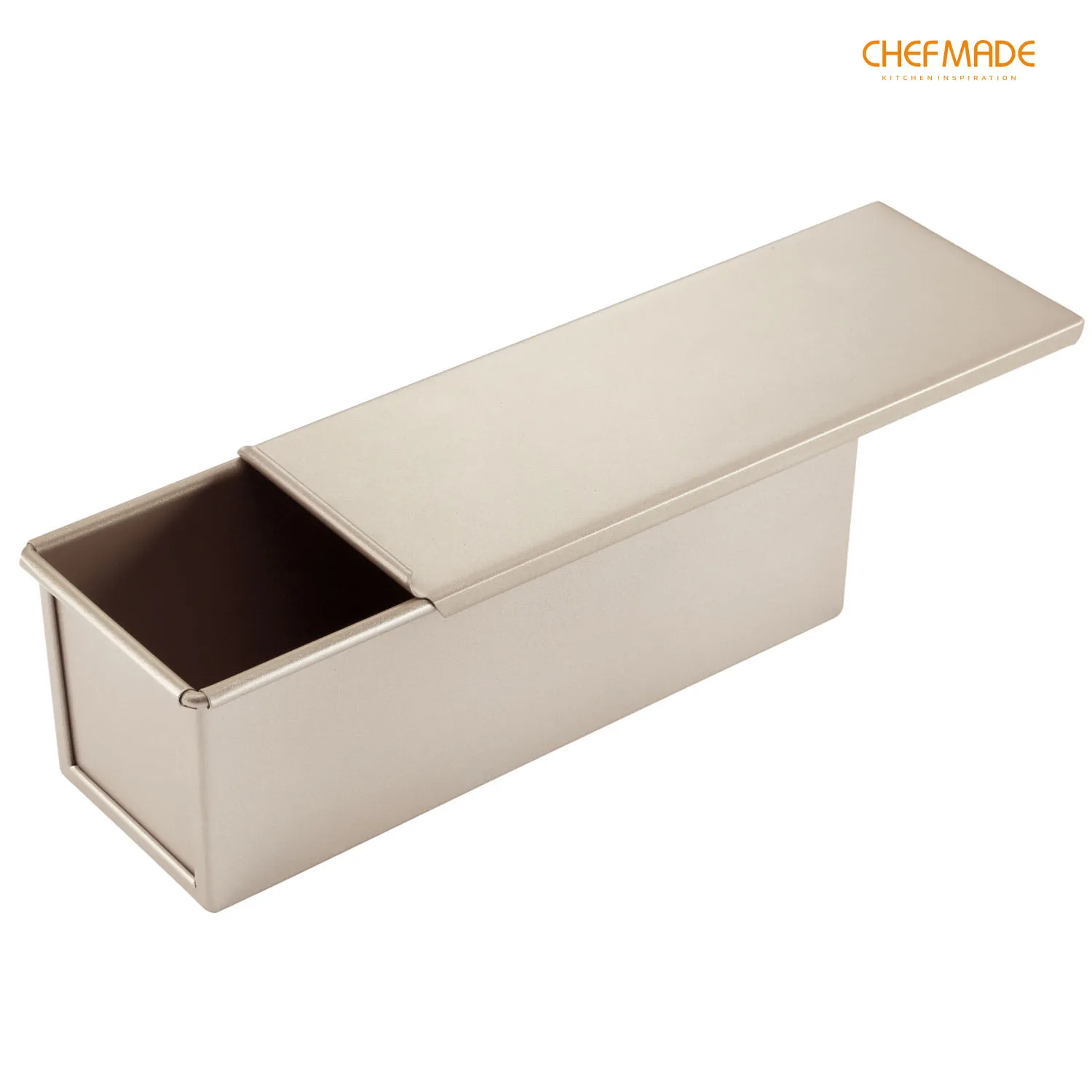 CHEFMADE Pullman Loaf Pan with Lip, 0.66Lb Dough Capacity Non-stick Rectangle Smooth Toast Box
CHEFMADE Pullman Loaf Pan with Lip, 0.66Lb Dough Capacity Non-stick Rectangle Smooth Toast Box
