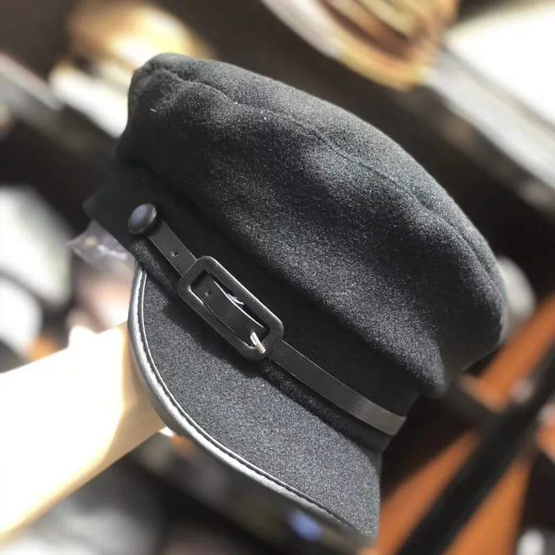 Autumn And Winter England Wool Octagonal Cap Online Celebrity Flat Roof Navy Cap Korean-style Newsboy Cap Leather Eaves Brim Hat 
Autumn And Winter England Wool Octagonal Cap Online Celebrity Flat Roof Navy Cap Korean-style Newsboy Cap Leather Eaves Brim Hat
