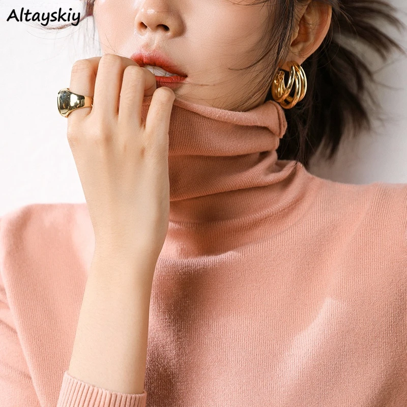 Pullovers Women Solid Autumn Winter Turtleneck Slender Korean Style All-match Bottoming Sweaters Pullover Womens Knitting Loose
Pullovers Women Solid Autumn Winter Turtleneck Slender Korean Style All-match Bottoming Sweaters Pullover Womens Knitting Loose