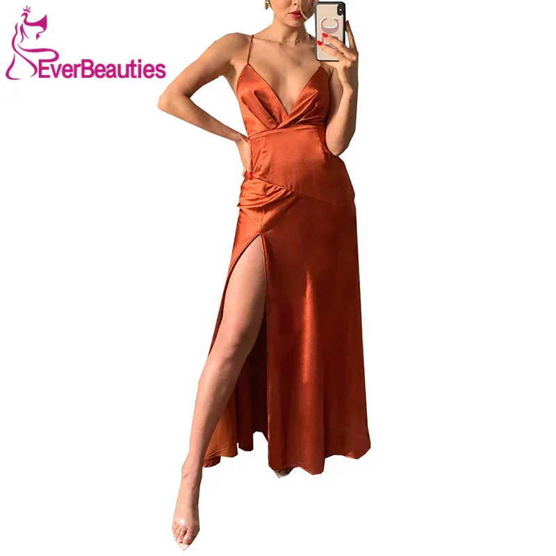 Vestido De Festa Evening Dresses Long 2020 Robe De Soiree Satin Side Split Formal Dress Spaghetti Straps V-Neck Maxi Dresses
Vestido De Festa Evening Dresses Long 2020 Robe De Soiree Satin Side Split Formal Dress Spaghetti Straps V-Neck Maxi Dresses