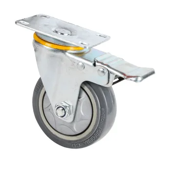 

one piece 4inch caster solid rubber tire trolley wheel bearing caster universal muted wheel carts medical bed wheel with brake