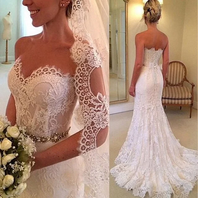 

Free shipping casamento new vestido de noiva 2018 crystal sexy beading sweetheart lace bridal gown mother of the bride dresses