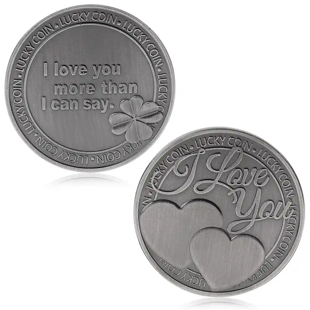 commemorative coin lucky love words romance couple collection
