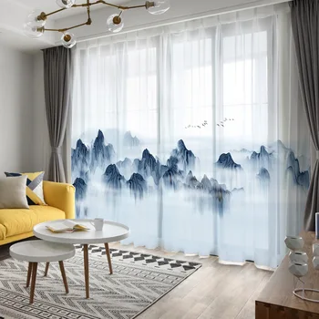 New Chinese Style Ink Painting Printing Tulle Curtain Light Transmission Opaque Shadow Sheer Voile Custom Window Screen AG437#4
New Chinese Style Ink Painting Printing Tulle Curtain Light Transmission Opaque Shadow Sheer Voile Custom Window Screen AG437#4