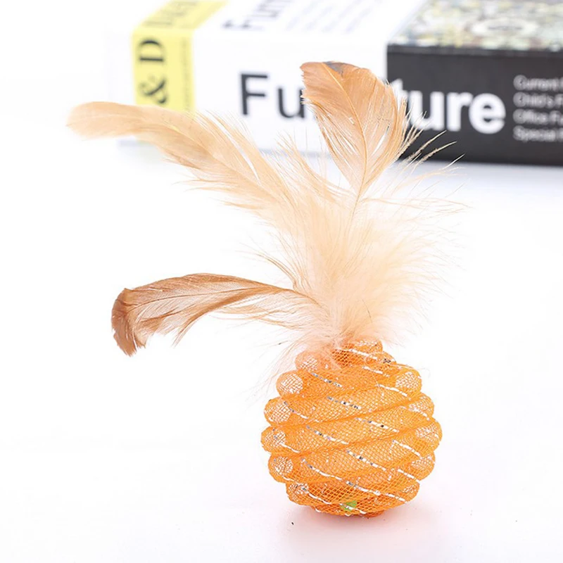 Cute Pet Cat Toy Cat Line Ball Feather Line Tube Ball Pet Toy Funny Ball Pet Cat Toy Cat Line Ball With Feather Line Tube Ball