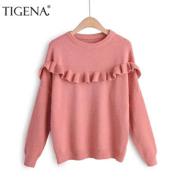 TIGENA Knitted Pullover Sweater Women Jumper 2019 Fall Winter Korean Kawaii Cute Ruffles Pink Sweater Female Winter Tops Clothes
TIGENA Knitted Pullover Sweater Women Jumper 2019 Fall Winter Korean Kawaii Cute Ruffles Pink Sweater Female Winter Tops Clothes