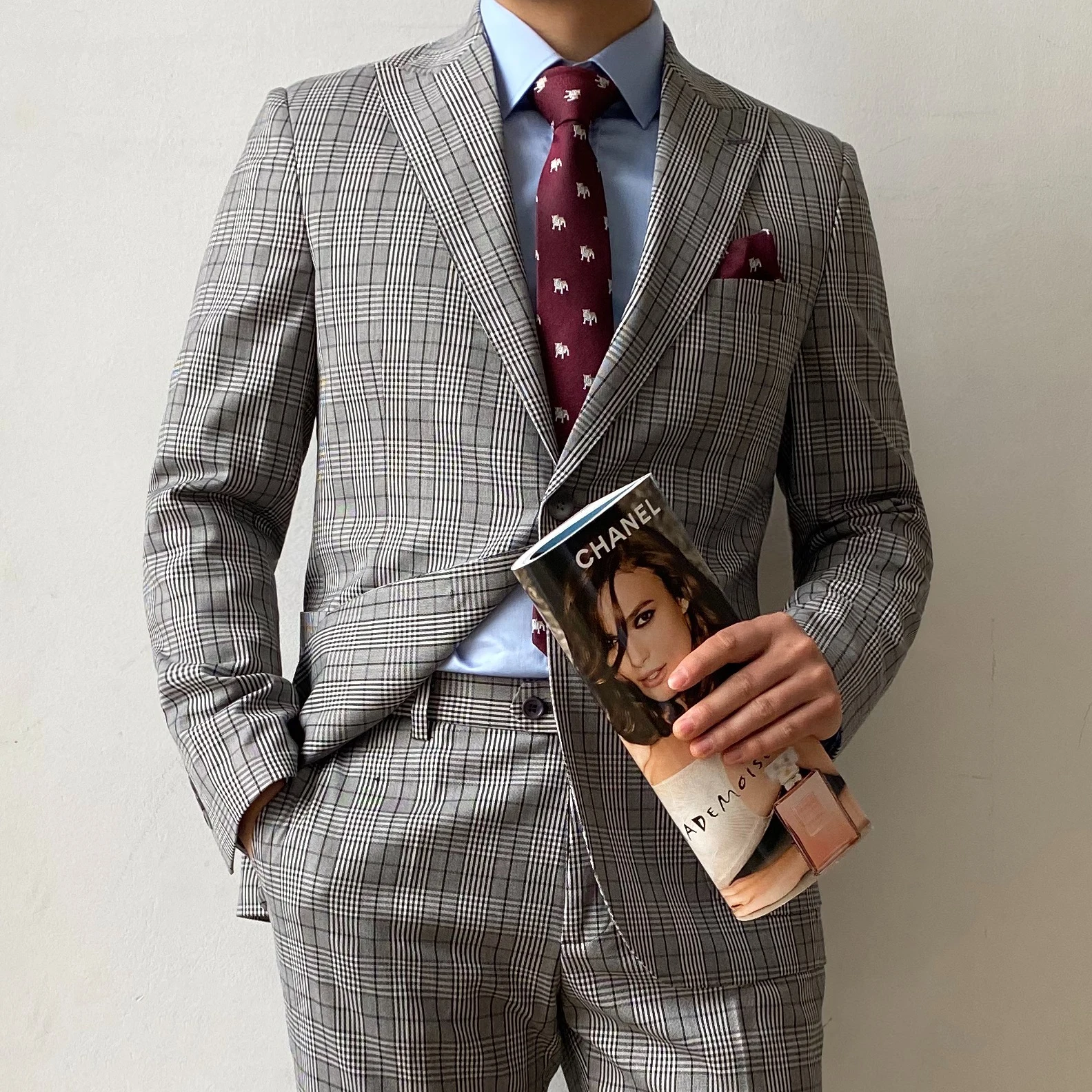 KIESSU men's slim fit business classic formal Gray Check suit two pieces handmade tailored customd
KIESSU men's slim fit business classic formal Gray Check suit two pieces handmade tailored customd