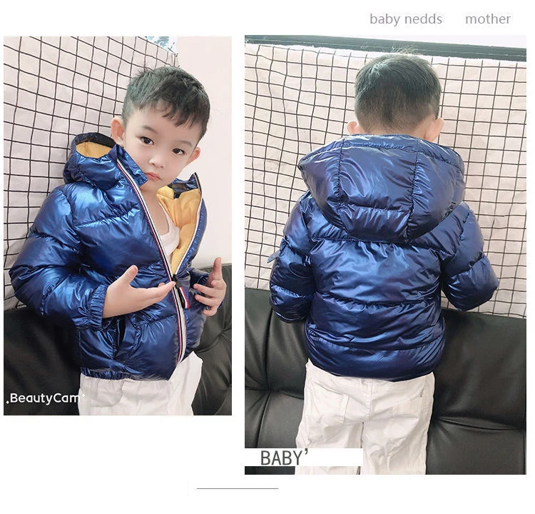 Winter Jacket For Girls Boys Coats Jacket Kids Fashion Down Cotton Coat Waterproof Snowsuit Pink Gold Silver Jacket Hooded Parka