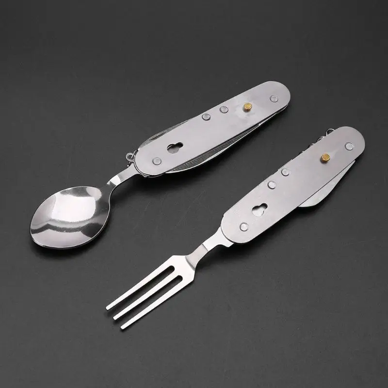 6 in 1 Outdoor Camping Tableware Folding Knife Fork Spoon Bottle Opener EDC Tool A6HC suit for camping
6 in 1 Outdoor Camping Tableware Folding Knife Fork Spoon Bottle Opener EDC Tool A6HC suit for camping