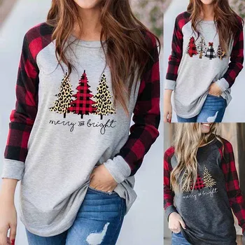 Amazon AliExpress Cross Border Large Size Christmas Tree Printed Long Sleeve Crew Neck Casual Tops T-shirt Female 2531407 
Amazon AliExpress Cross Border Large Size Christmas Tree Printed Long Sleeve Crew Neck Casual Tops T-shirt Female 2531407