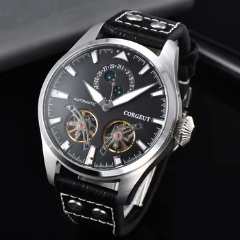 CORGEUT 47mm flywheel sliver case Watch date black/blue/white dial Date Luminous Automatic Mens
CORGEUT 47mm flywheel sliver case Watch date black/blue/white dial Date Luminous Automatic Mens