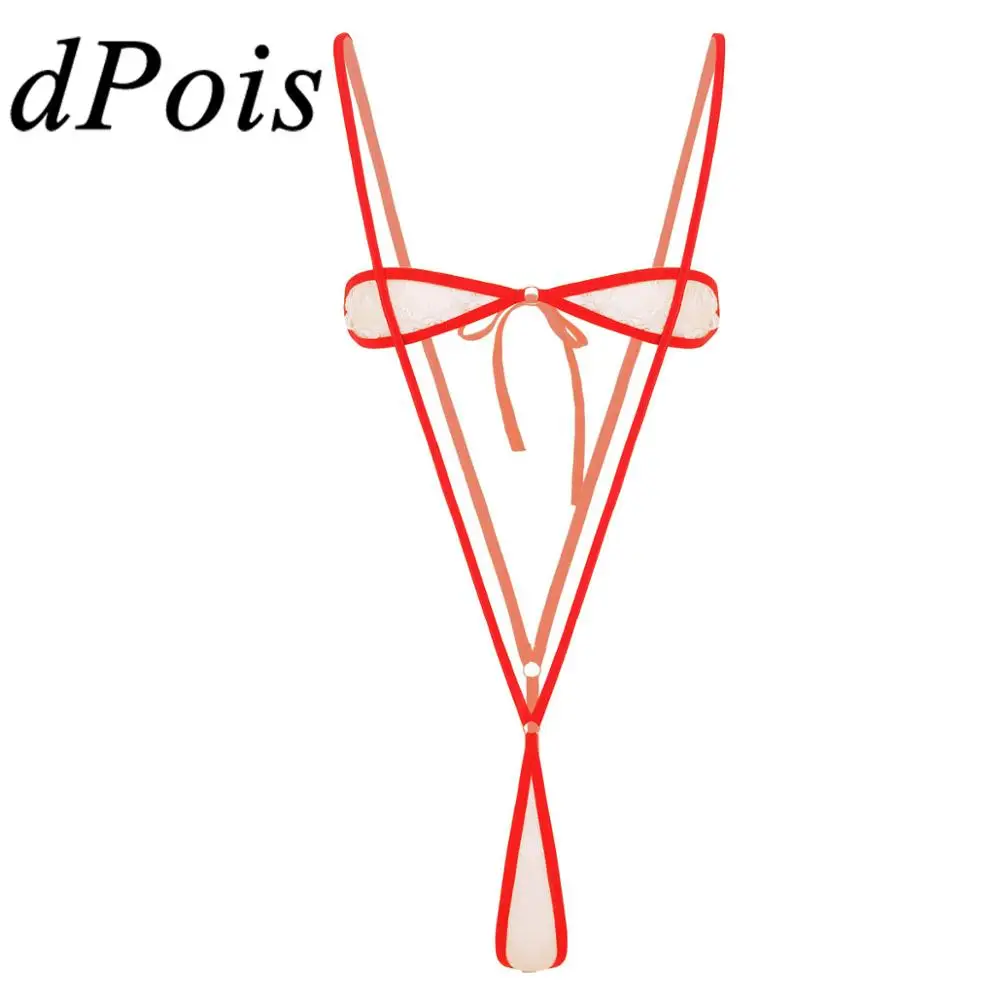 2Pcs Womens Micro Mini Sheer Lace Bikini Lingerie Set Strapless Tie-on Tube Bra Bandeau Top with Suspender Thong G-String Briefs
2Pcs Womens Micro Mini Sheer Lace Bikini Lingerie Set Strapless Tie-on Tube Bra Bandeau Top with Suspender Thong G-String Briefs