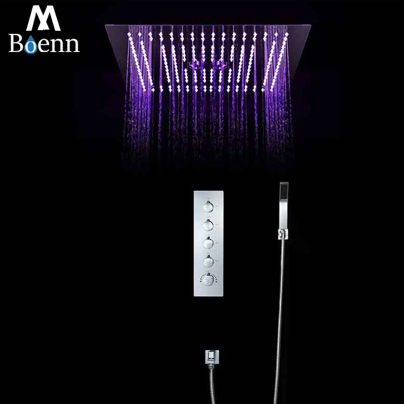 Bathroom Thermostatic Shower Set Slide Bar Remote Control LED Light Rainfall Misty Shower Heads 400mm Rain Hand Showers Ceiling
Bathroom Thermostatic Shower Set Slide Bar Remote Control LED Light Rainfall Misty Shower Heads 400mm Rain Hand Showers Ceiling