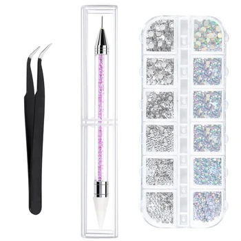 6-Size Crystals Nail Art Rhinestones and Clear Crystal Rhinestones with Pick Up Tweezer and Rhinestone Picker Dotting Pen
6-Size Crystals Nail Art Rhinestones and Clear Crystal Rhinestones with Pick Up Tweezer and Rhinestone Picker Dotting Pen