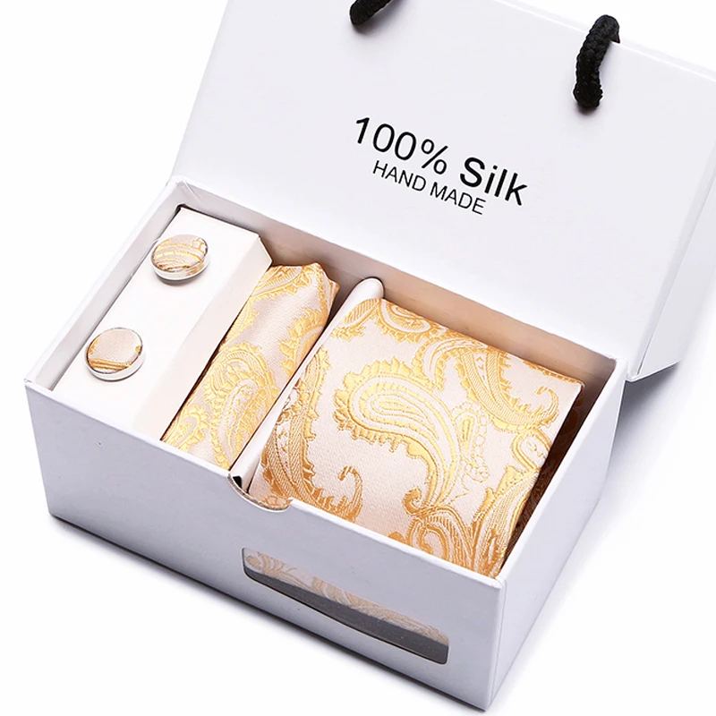 New Design Tie Set With Gift Box Jacquard Woven gravata 7.5 cm 100% Silk Tie Hanky Cufflinks Necktie Sets For Wedding Party Men
New Design Tie Set With Gift Box Jacquard Woven gravata 7.5 cm 100% Silk Tie Hanky Cufflinks Necktie Sets For Wedding Party Men