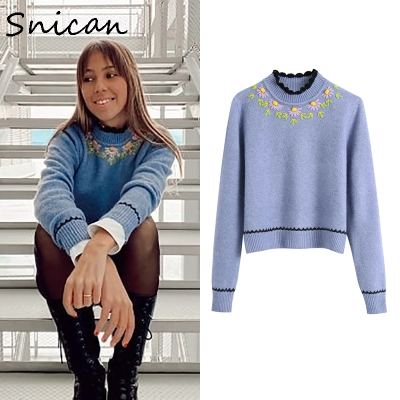 Snican solid floral kintted sweater winter fashion jersey mujer suéteres long sleeve O neck vintage pullover femme za woman 2020
Snican solid floral kintted sweater winter fashion jersey mujer suéteres long sleeve O neck vintage pullover femme za woman 2020