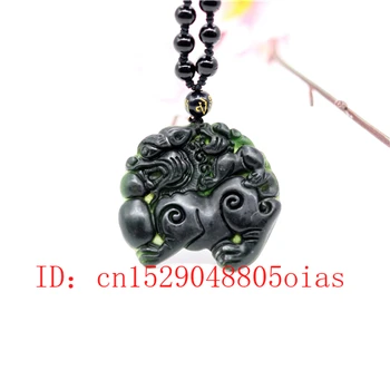 

Natural Black Green Jade Obsidian Pixiu Pendant Tiger Necklace Fine Jewelry Carved Amulet Fashion Charm Gifts for Women