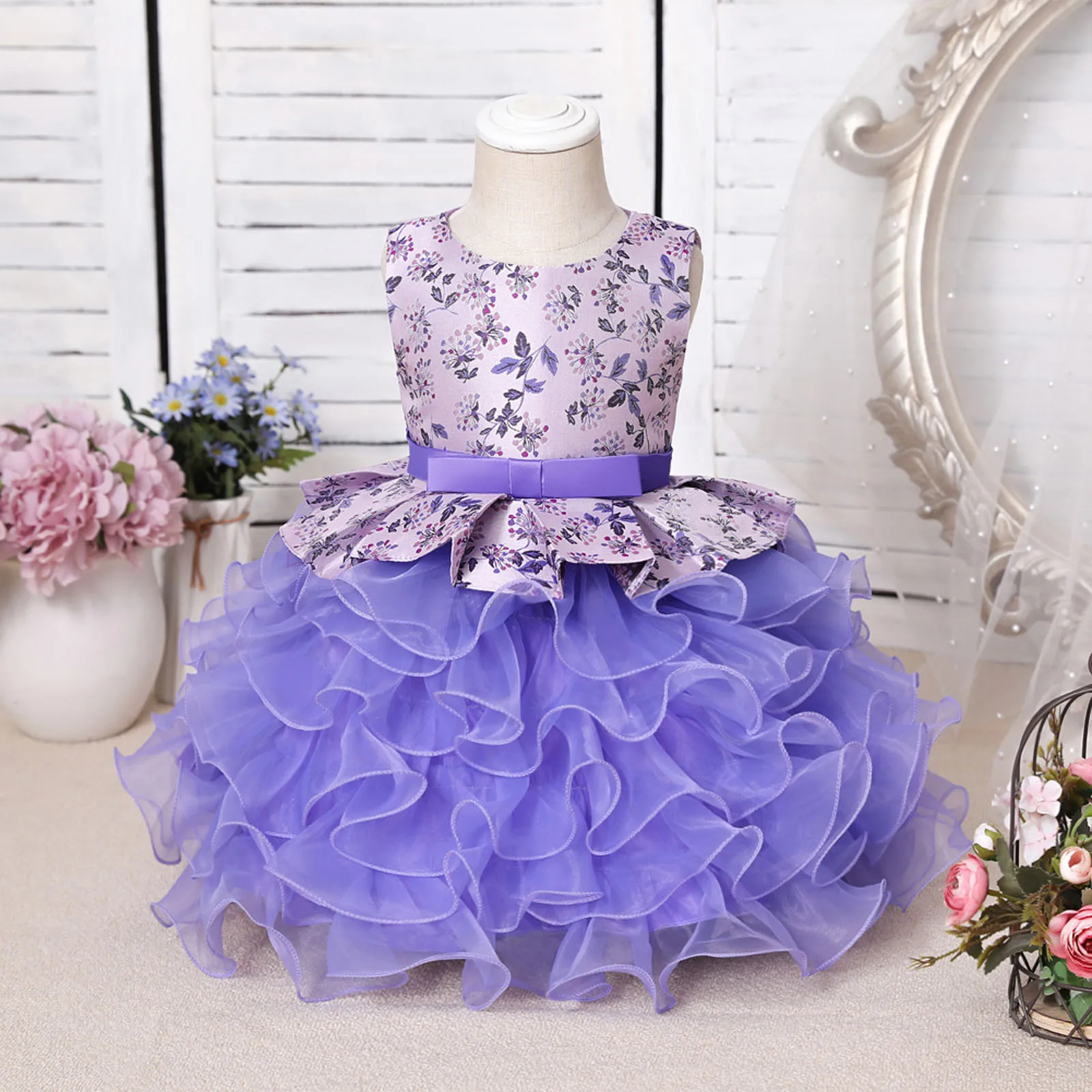 4 вида стилей детское кружевное бальное платье принцессы с цветочным рисунком