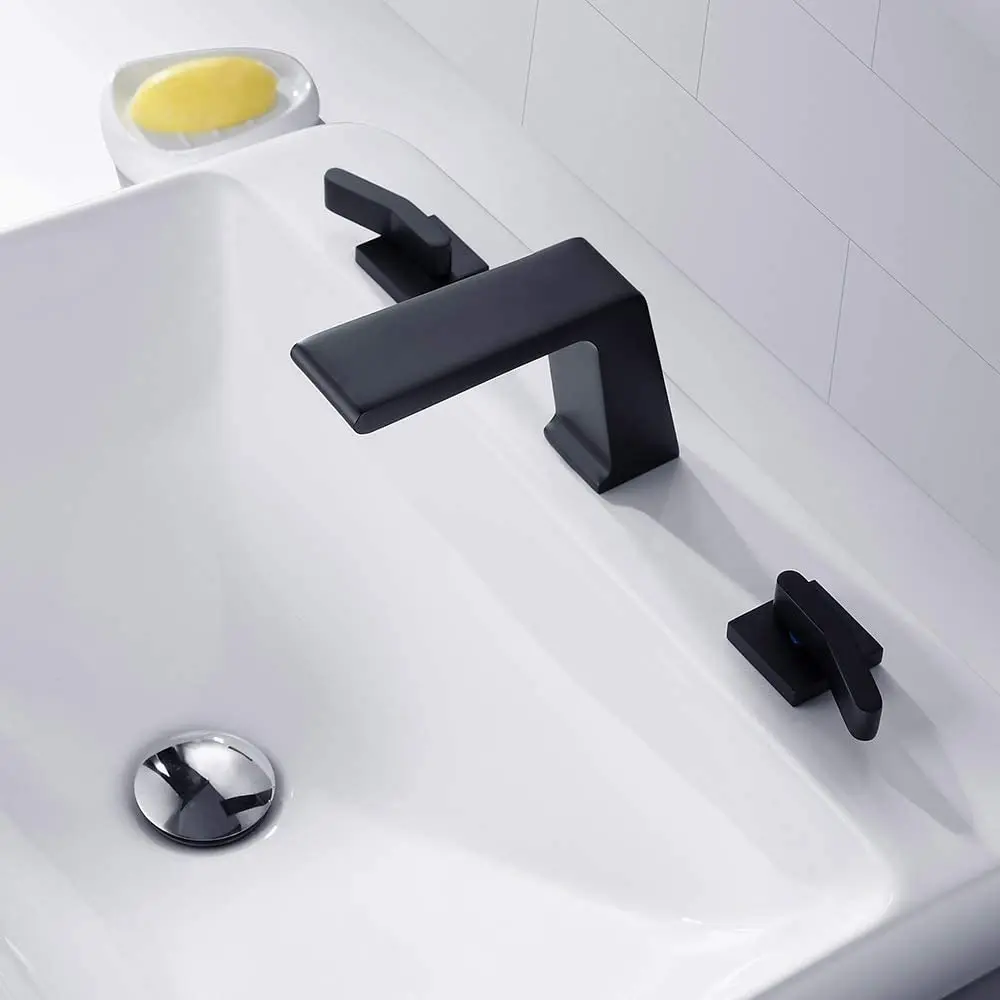 Waterfall Widespread Bathroom Sink Faucet Top Quality Three holes Two handle cold hot water Basin mixer faucet Tap Matte Black
Waterfall Widespread Bathroom Sink Faucet Top Quality Three holes Two handle cold hot water Basin mixer faucet Tap Matte Black