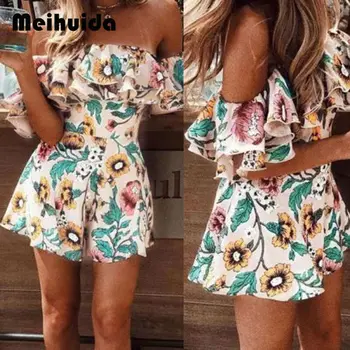 Boho Floral Playsuit Women Summer Off Shoulder Ruffle Bodycon Jumpsuit Romper Beach Casual Shorts Party 
Boho Floral Playsuit Women Summer Off Shoulder Ruffle Bodycon Jumpsuit Romper Beach Casual Shorts Party