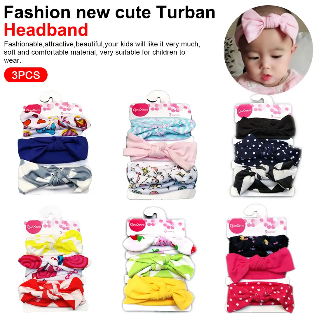 baby elastic bowknot accessories hairband set birthday gift