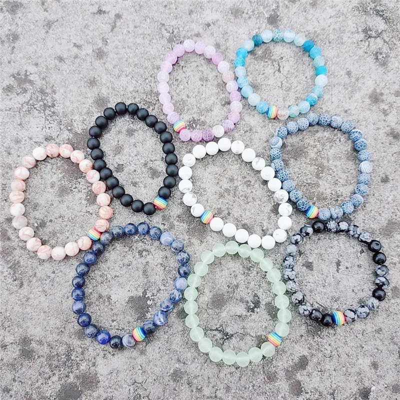 Fashion Colorful Rainbow Bead Bracelet Pride Natural Stone Strand Couple Bracelets Male Female LGBT Handmade Jewelry
Fashion Colorful Rainbow Bead Bracelet Pride Natural Stone Strand Couple Bracelets Male Female LGBT Handmade Jewelry