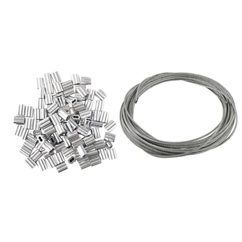 101 Pcs Accessories: 1 Pcs Flexible Stainless Steel Wire Rope Cable & 100 Pcs Aluminum Crimping Loop Sleeve, for m Diameter Wi 
101 Pcs Accessories: 1 Pcs Flexible Stainless Steel Wire Rope Cable & 100 Pcs Aluminum Crimping Loop Sleeve, for m Diameter Wi
