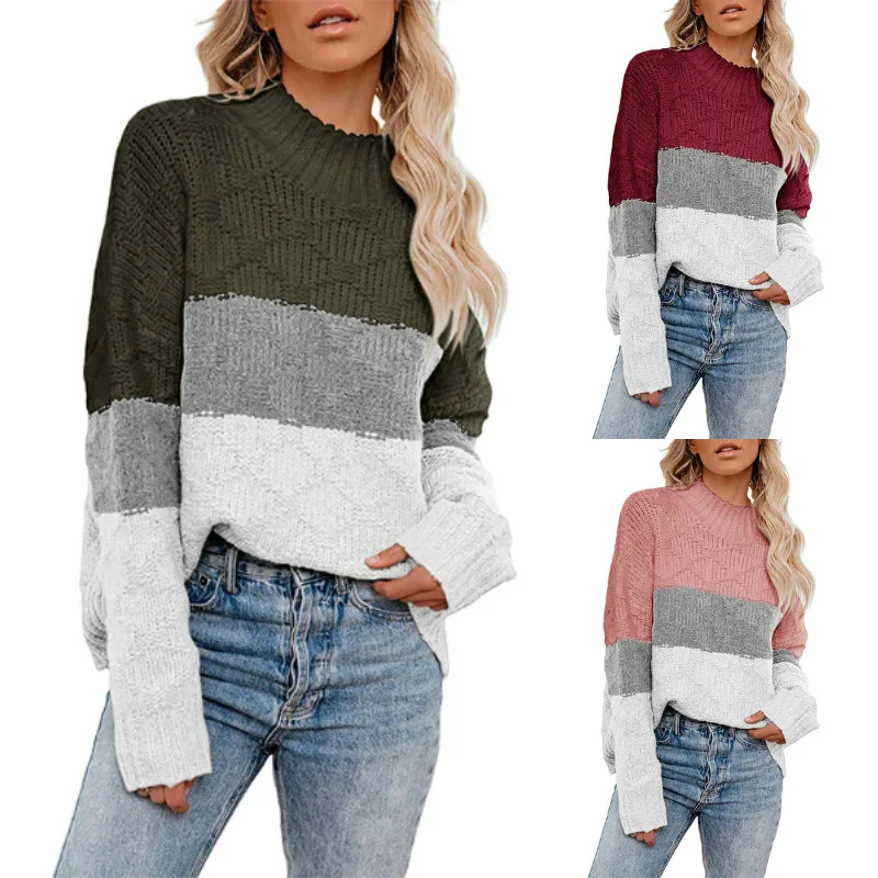

Spring Summer long sleeve Knitted foldover Turtleneck Ribbed Pull Sweater Soft Warm Femme Jumper Pullover Clothes