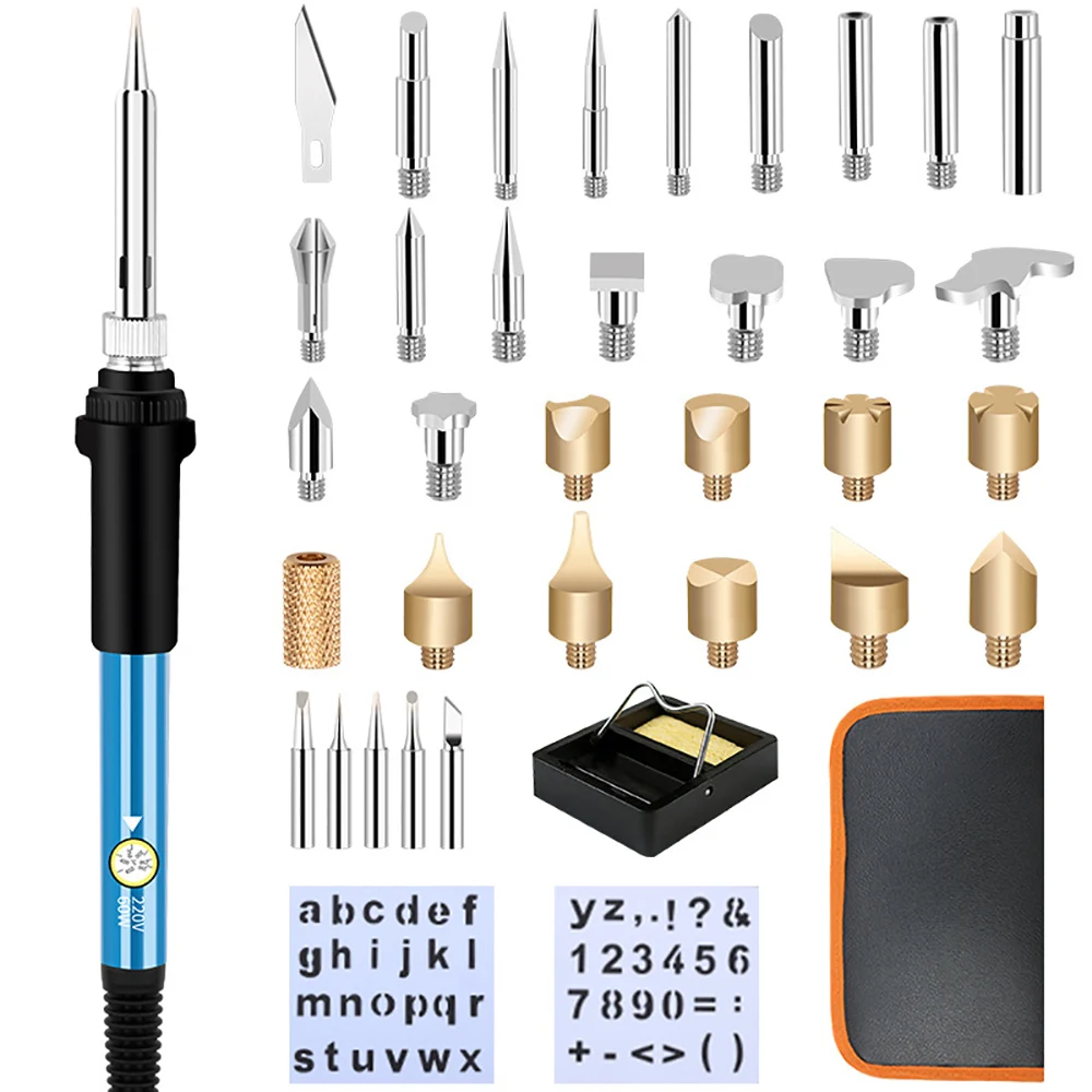 37PCS 60W Electric Soldering Iron Carving Pyrography Tool Wood Burning Embossing Soldering Pen Set Temperature Adjustable 
37PCS 60W Electric Soldering Iron Carving Pyrography Tool Wood Burning Embossing Soldering Pen Set Temperature Adjustable