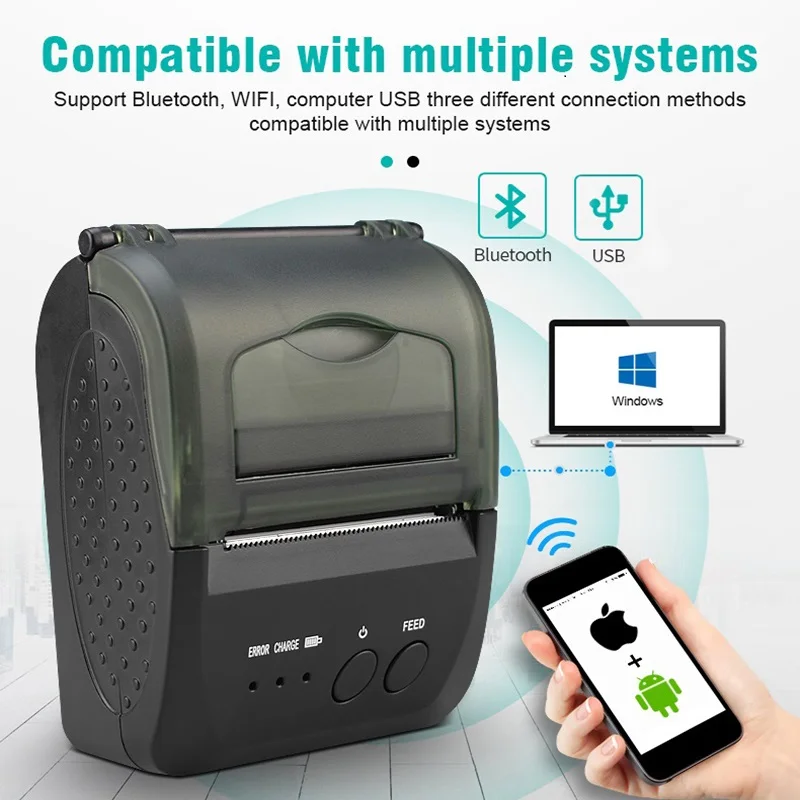 Mini Bluetooth Printer Thermal Printer Portable Receipt Machine USB Mobile Phone For Android iOS 58mm
Mini Bluetooth Printer Thermal Printer Portable Receipt Machine USB Mobile Phone For Android iOS 58mm