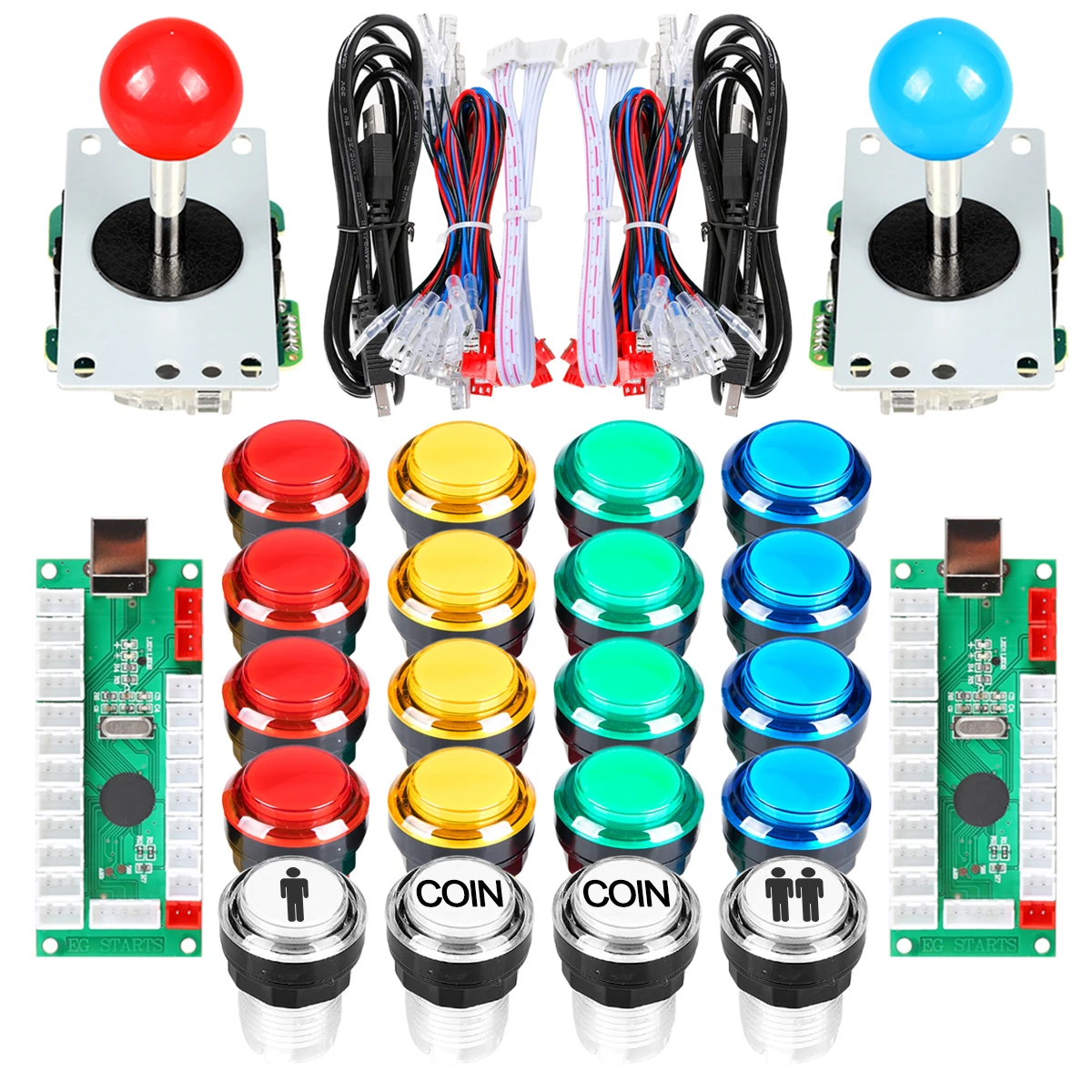 2 Player Classic USB Encoder to PC 4 - 8 Ways Joystick + Full Colors LED Illuminated Buttons for Arcade Video Game Console Stick
2 Player Classic USB Encoder to PC 4 - 8 Ways Joystick + Full Colors LED Illuminated Buttons for Arcade Video Game Console Stick