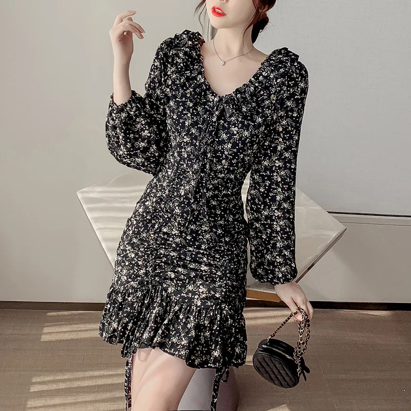 Dress 2020 autumn new ladies ladies women's slim long-sleeved print bag hip Knee-Length Office Lady
Dress 2020 autumn new ladies ladies women's slim long-sleeved print bag hip Knee-Length Office Lady