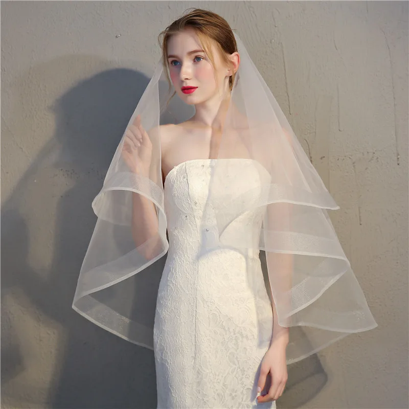 Kyunovia White Ivory Two Layers Bridal Veils Ribbon Edge Wedding Simple Two Layers Short Women Veils With Comb
Kyunovia White Ivory Two Layers Bridal Veils Ribbon Edge Wedding Simple Two Layers Short Women Veils With Comb